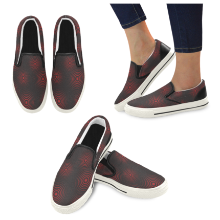 Red Concentric Women's Unusual Slip-on Canvas Shoes