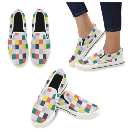 Colorful Checkered Women's Unusual Slip-on Canvas Shoes