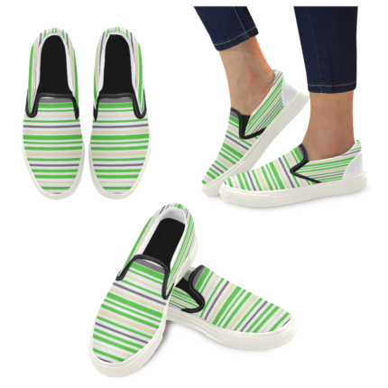 Green Strip Men's Slip-on Canvas Shoes
