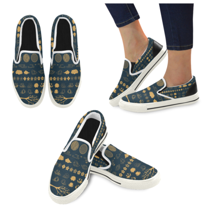 Golden Decorative Men's Slip-on Canvas Shoes