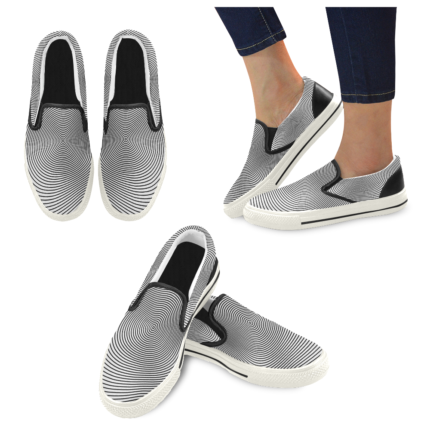 Black Concentric Women's Unusual Slip-on Canvas Shoes